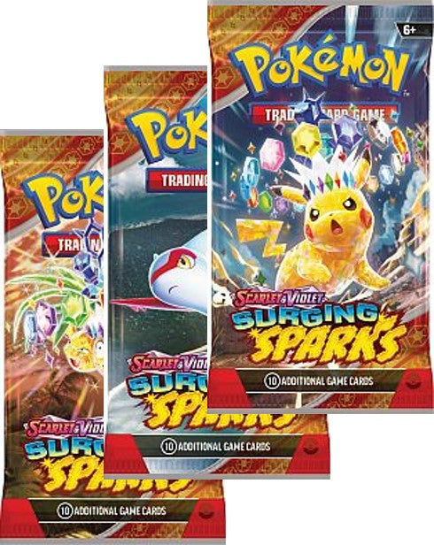 !!! Rip N Ship ONLY !!! Pokémon TCG: Scarlet Violet - Surging Sparks Booster Pack X 3