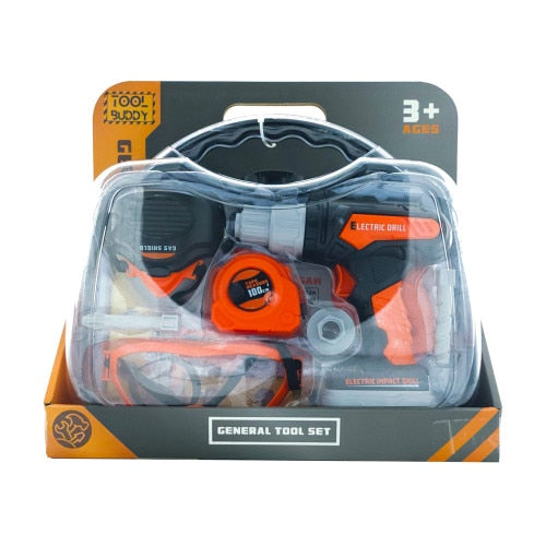 Tool Buddy - 16-Piece Pretend Play Electric Drill Toolbox Set