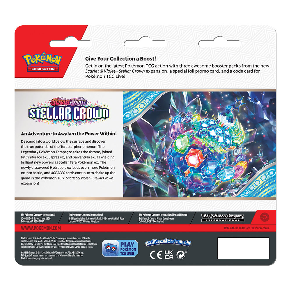 Pokémon: Scarlet &amp; Violet 7: Stellar Crown - 3-pack Blister