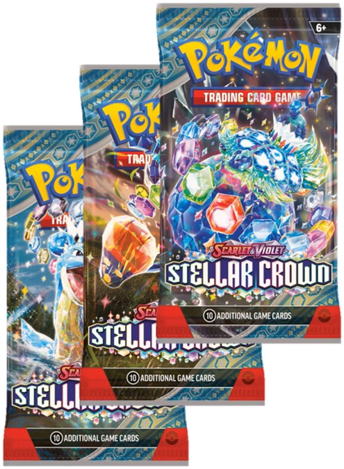 !!! Rip N Ship ONLY !!! Pokémon TCG Scarlet & Violet - Stellar Crown Booster Pack X 3