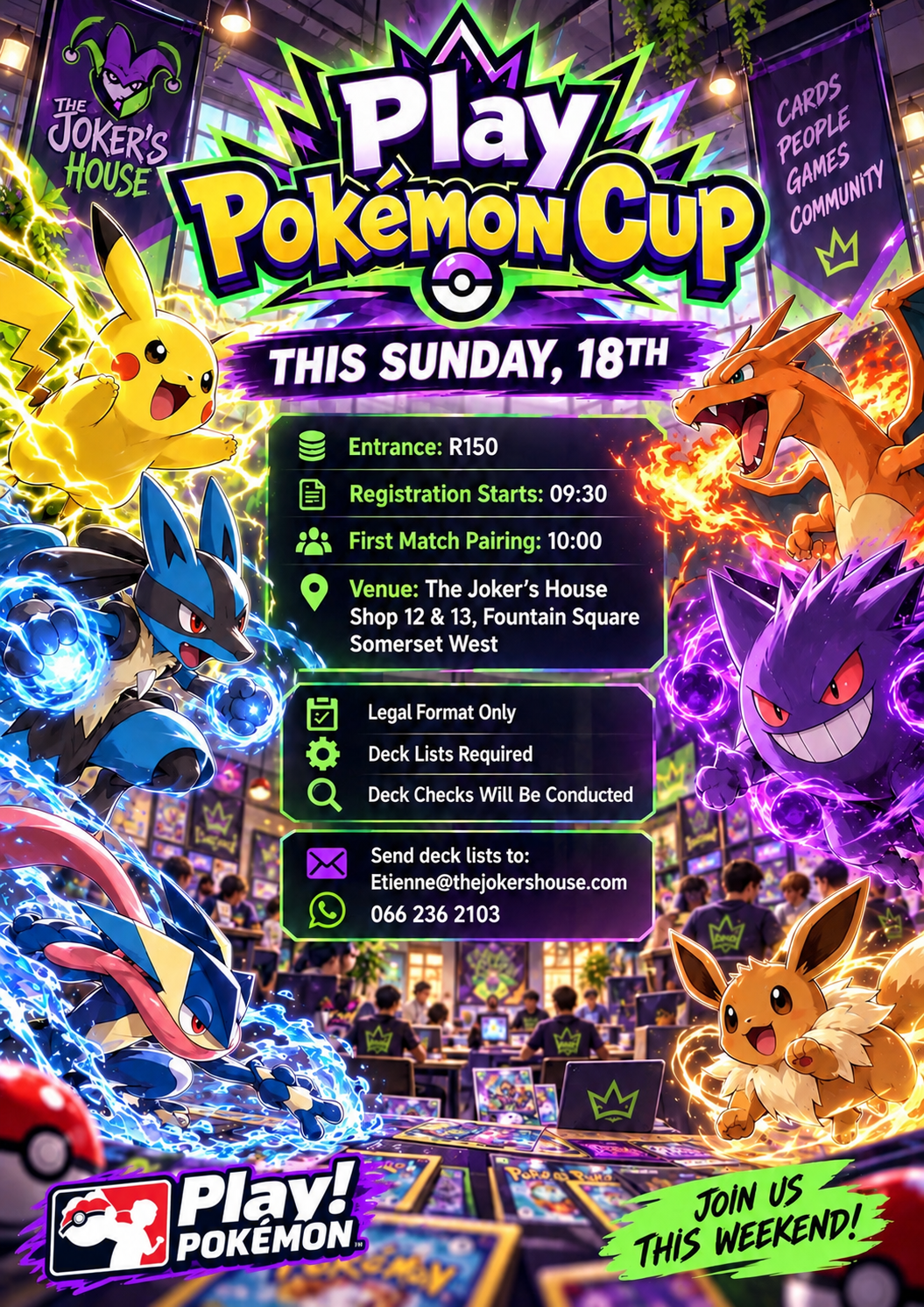 Play Pokémon Cup event poster for Sunday 18 October